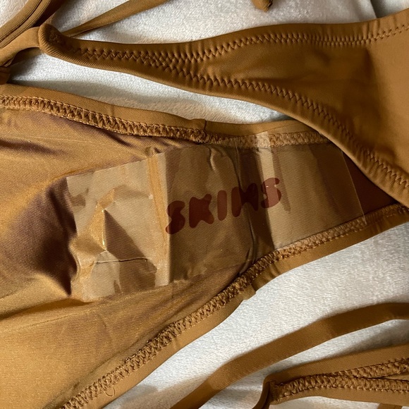 NWT 2pc Skim Swimsuit Rushed T-Shirt & Bikini String Tie Bottoms Almond Size 2X - Picture 9 of 13